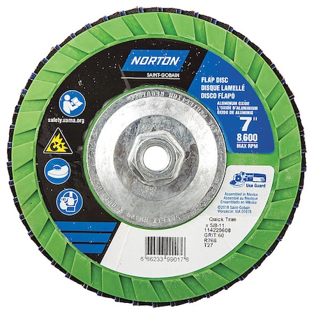 Fiber Disc, 7 in Dia, 5/8in Arbor, P60 Grit MPN:66623399017