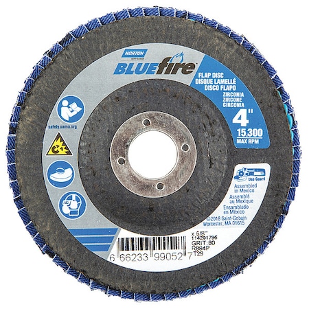 Fiber Disc, 4 in Dia, 5/8in Arbor, P80 Grit MPN:66623399052