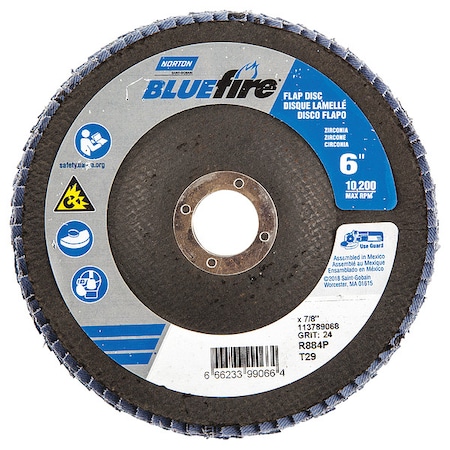 Fiber Disc, 6 in Dia, 7/8in Arbor, P24 Grit MPN:66623399066