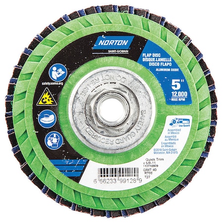Fiber Disc, 5 in Dia, 5/8in Arbor, P40 Grit MPN:66623399128