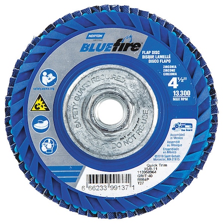 Flap Disc, 4 1/2 In x 40 Grit, 5/8-11 MPN:66623399137