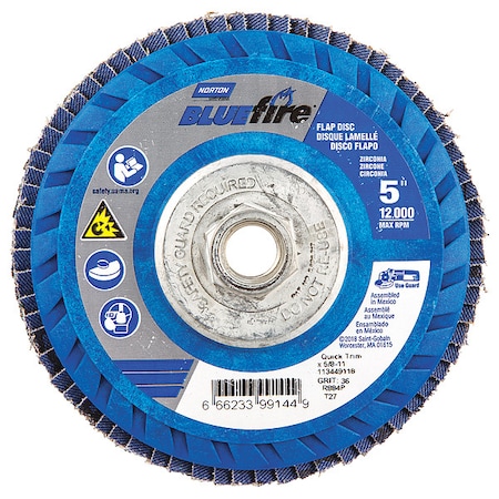Fiber Disc, 5 in Dia, 5/8in Arbor, P36 Grit MPN:66623399144