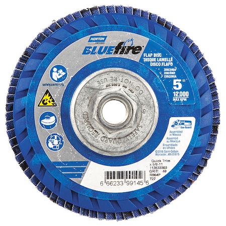 Fiber Disc, 5 in Dia, 5/8in Arbor, P40 Grit MPN:66623399145