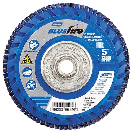 Fiber Disc, 5 in Dia, 5/8in Arbor, P60 Grit MPN:66623399146
