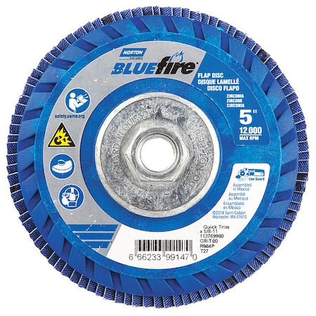 Fiber Disc, 5 in Dia, 5/8in Arbor, P80 Grit MPN:66623399147