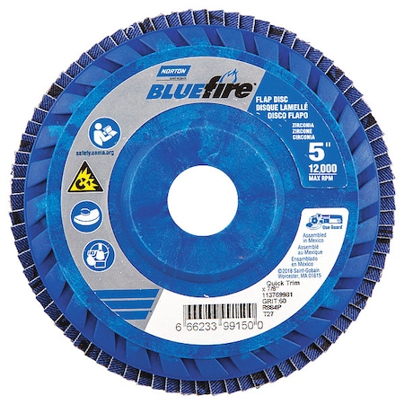 Fiber Disc, 5 in Dia, 7/8in Arbor, P60 Grit MPN:66623399150