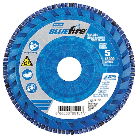 Fiber Disc, 5 in Dia, 7/8in Arbor, P80 Grit MPN:66623399151
