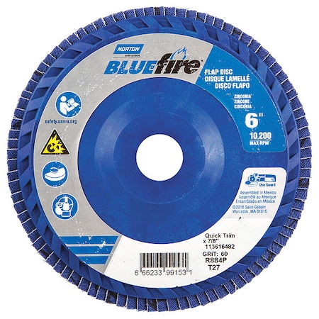 Fiber Disc, 6 in Dia, 7/8in Arbor, P60 Grit MPN:66623399153