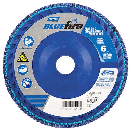 Fiber Disc, 6 in Dia, 7/8in Arbor, P80 Grit MPN:66623399154