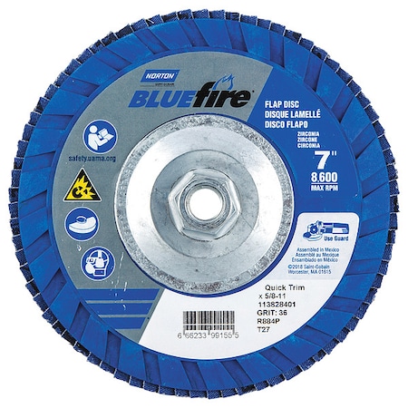 Fiber Disc, 7 in Dia, 5/8in Arbor, P36 Grit MPN:66623399155