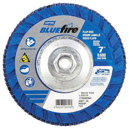 Fiber Disc, 7 in Dia, 5/8in Arbor, P40 Grit MPN:66623399156
