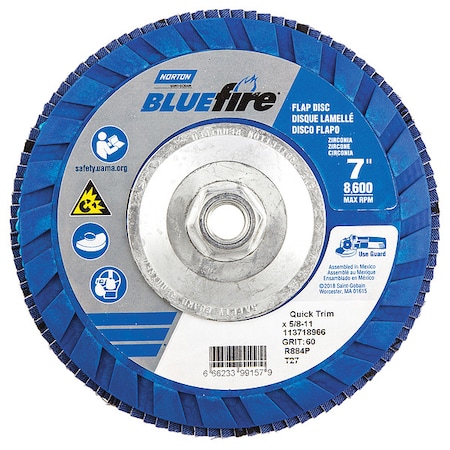 Fiber Disc, 7 in Dia, 5/8in Arbor, P60 Grit MPN:66623399157
