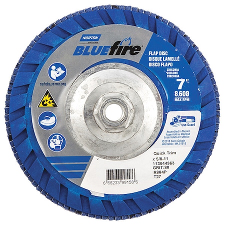 Fiber Disc, 7 in Dia, 5/8in Arbor, P80 Grit MPN:66623399158