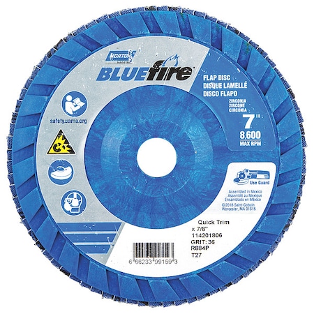 Flap Disc, 7 In x 36 Grit, 7/8 MPN:66623399159