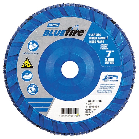 Flap Disc, 7 In x 40 Grit, 7/8 MPN:66623399160