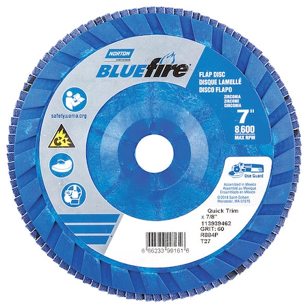 Flap Disc, 7 In x 60 Grit, 7/8 MPN:66623399161