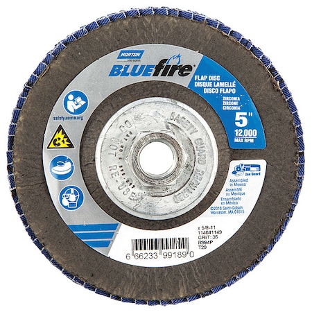 Fiber Disc, 5 in Dia, 5/8in Arbor, P36 Grit MPN:66623399189