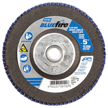 Fiber Disc, 5 in Dia, 5/8in Arbor, P40 Grit MPN:66623399190