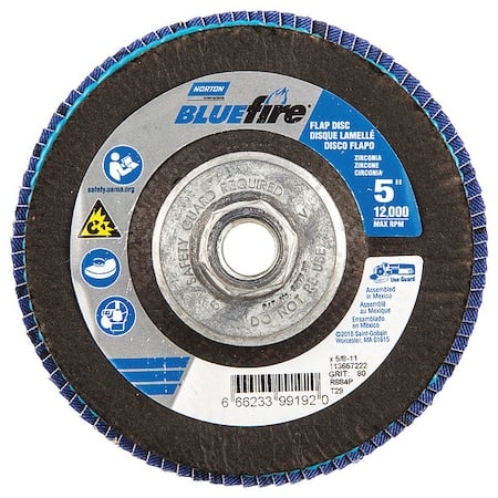 Fiber Disc, 5 in Dia, 5/8in Arbor, P80 Grit MPN:66623399192