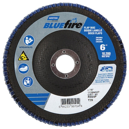 Fiber Disc, 6 in Dia, 7/8in Arbor, P60 Grit MPN:66623399194
