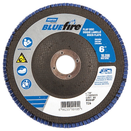 Fiber Disc, 6 in Dia, 7/8in Arbor, P80 Grit MPN:66623399195