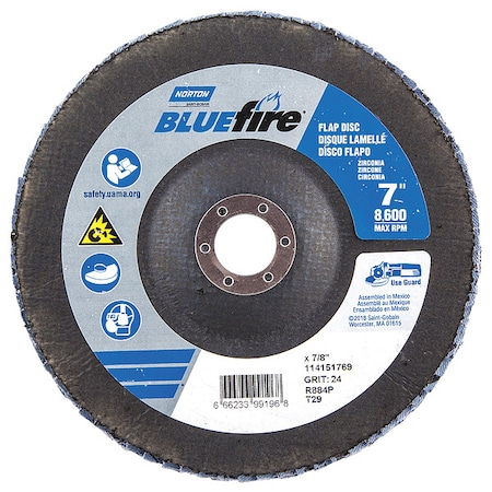 Fiber Disc, 7 in Dia, 7/8in Arbor, P24 Grit MPN:66623399196