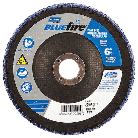 Fiber Disc, 6 in Dia, 7/8in Arbor, P36 Grit MPN:66623399298
