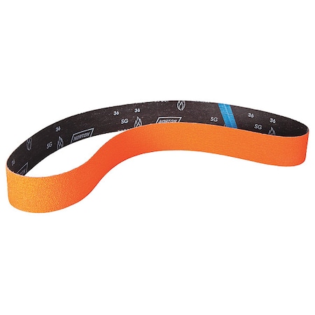 Sanding Belt, 2 1/2 in W, 60 in L, Coated, Ceramic, 36 Grit, Extra Coarse, Blaze R980P, Orange MPN:69957344963