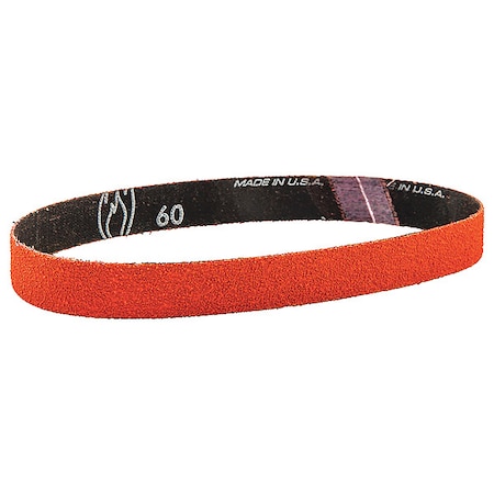 Sanding Belt, 1/2 in W, 24 in L, Coated, Ceramic, 40 Grit, Extra Coarse, Blaze R980P, Orange MPN:69957398024