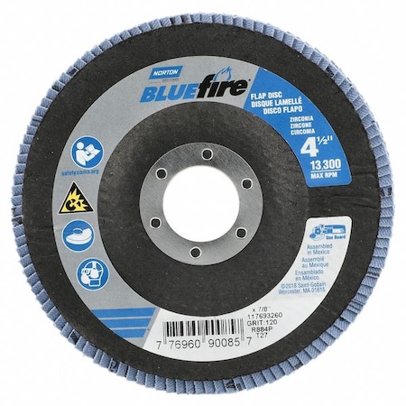 Flap Disc, Type 27, 4 1/2 in, 7/8 in MPN:77696090085
