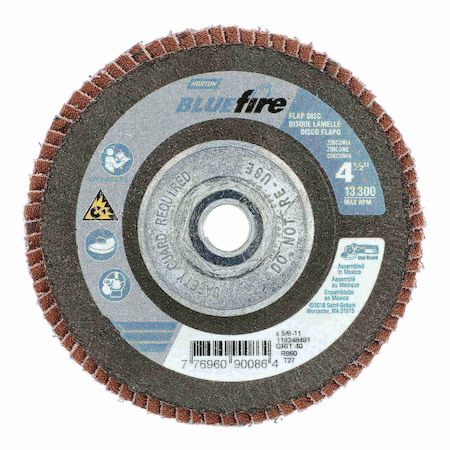 Flap Disc, Zirconia Alumina, 4 1/2