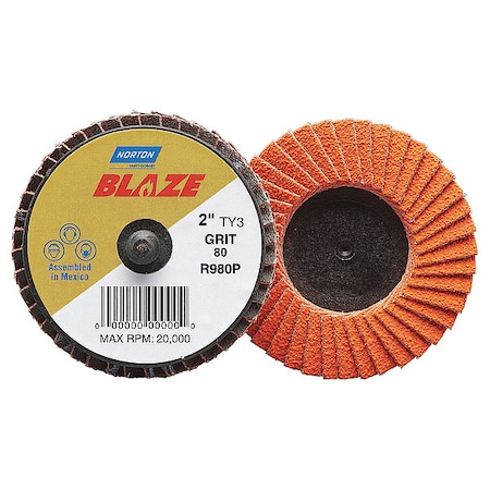 Flap Disc, 2 in Dia, 80 Grit, Type 27 MPN:77696090148