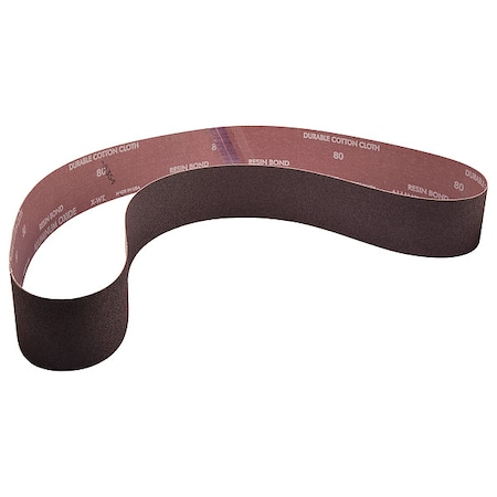 Sanding Belt, 2 1/2 in W, 60 in L, Coated, Aluminum Oxide, 80 Grit, Coarse, R228 Metalite, Brown MPN:78072721590