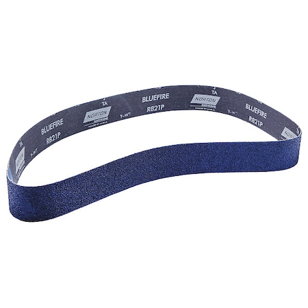 Sanding Belt, 2 in W, 48 in L, Coated, Zirconia Alumina, 40 Grit, Extra Coarse, BlueFire R821P MPN:78072727102