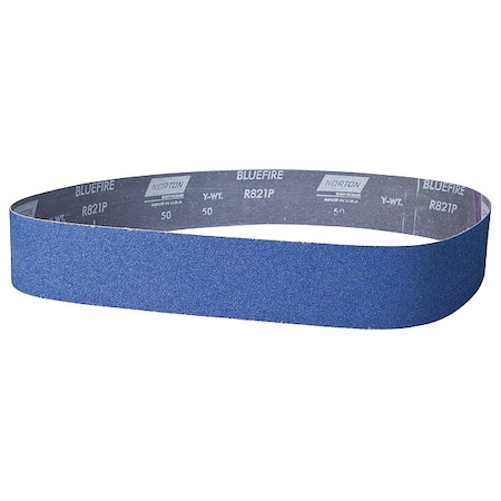 Sanding Belt, 2 in W, 48 in L, Coated, Zirconia Alumina, 36 Grit, Extra Coarse, BlueFire R821P MPN:78072727103