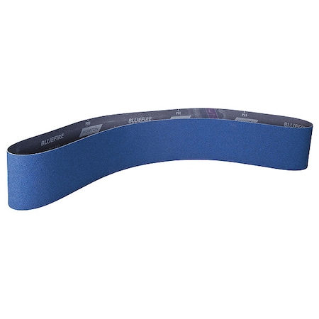 Sanding Belt, 2 1/2 in W, 60 in L, Coated, Zirconia Alumina, 36 Grit, Extra Coarse, BlueFire R821P MPN:78072727235