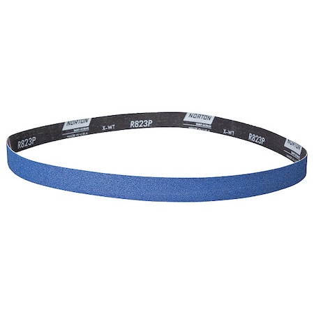 Sanding Belt, 1 in W, 42 in L, Coated, Zirconia Alumina, 100 Grit, Medium, BlueFire R823P, Blue MPN:78072728592