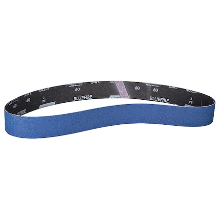 Sanding Belt, 2 in W, 48 in L, Coated, Zirconia Alumina, 120 Grit, Medium, BlueFire R823P, Blue MPN:78072728615