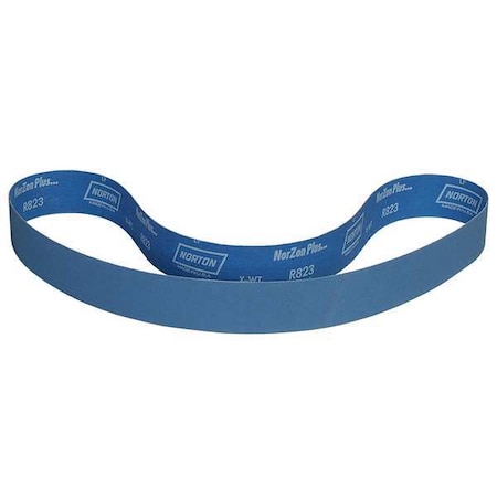 Sanding Belt, 2 1/2 in W, 60 in L, Coated, Zirconia Alumina, 180 Grit, Fine, BlueFire R823P, Blue MPN:78072728682