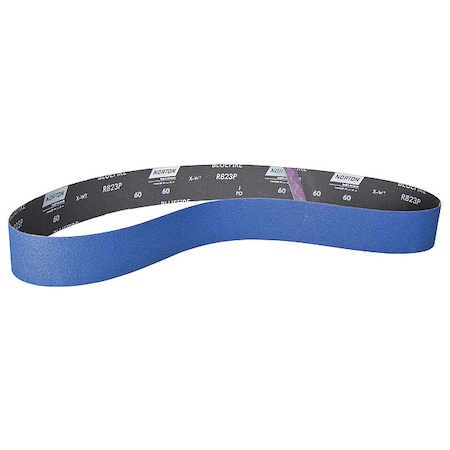 Sanding Belt, 4 in W, 36 in L, Coated, Zirconia Alumina, 60 Grit, Coarse, BlueFire R823P, Blue MPN:78072728827