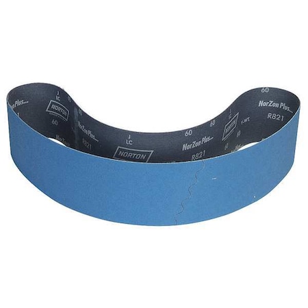 Sanding Belt, 4 in W, 54 in L, Coated, Zirconia Alumina, 120 Grit, Medium, BlueFire R823P, Blue MPN:78072728847