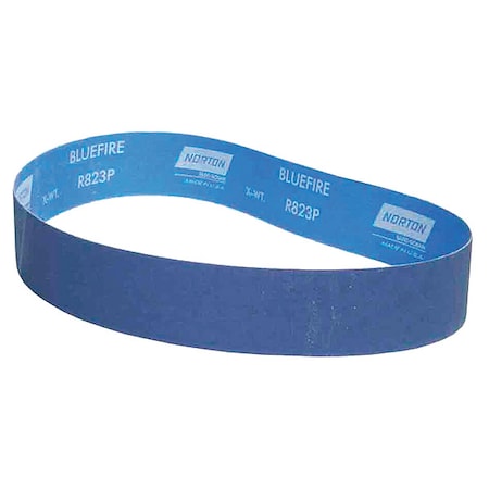 Sanding Belt, 2 in W, 36 in L, Coated, Zirconia Alumina, 120 Grit, Medium, BlueFire R823P, Blue MPN:78072761959