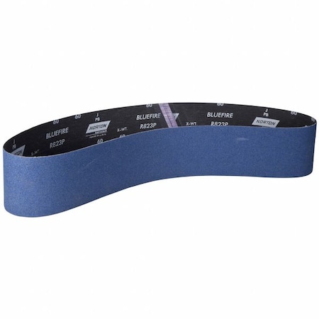 Sanding Belt, Coated, Zirconia Alumina, 80 Grit, Coarse, BlueFire R823P, Blue MPN:78072765086
