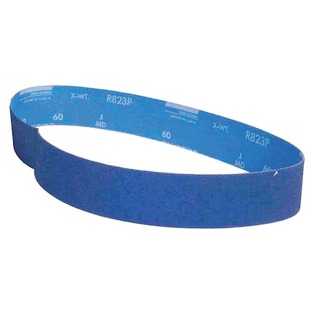 Sanding Belt, 2 in W, 36 in L, Coated, Zirconia Alumina, 60 Grit, Coarse, BlueFire R823P, Blue MPN:78072780491