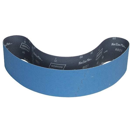 Sanding Belt, 4 in W, 54 in L, Coated, Zirconia Alumina, 80 Grit, Coarse, BlueFire R823P, Blue MPN:78072782996