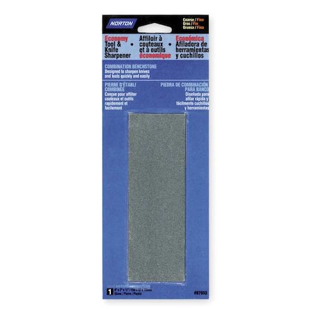 Combination Grit Sharpening Stone, 6 in W, 2 in L, 3/4 in H, Aluminum Oxide, Gray MPN:07660787933