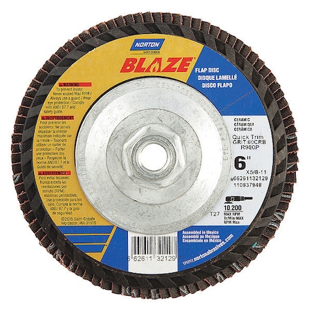 6 X 5/8-11 In Blaze Plastic Flat Flap Disc 60 G MPN:66261132129