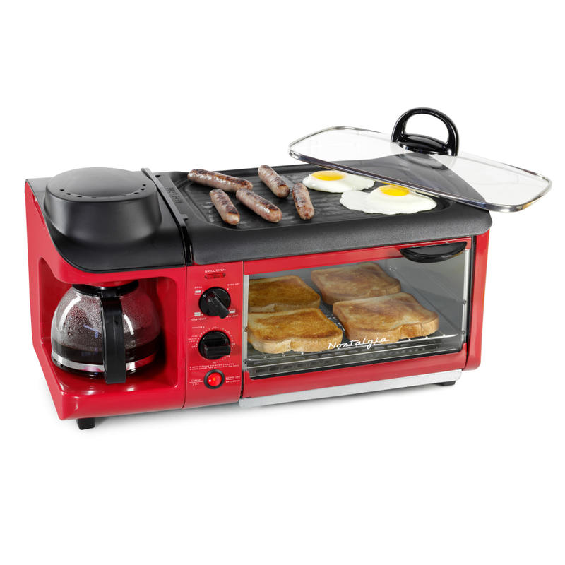 Nostalgia Electrics Retro 3-in-1 Family-Size Breakfast Station, Retro Red MPN:BST3RR