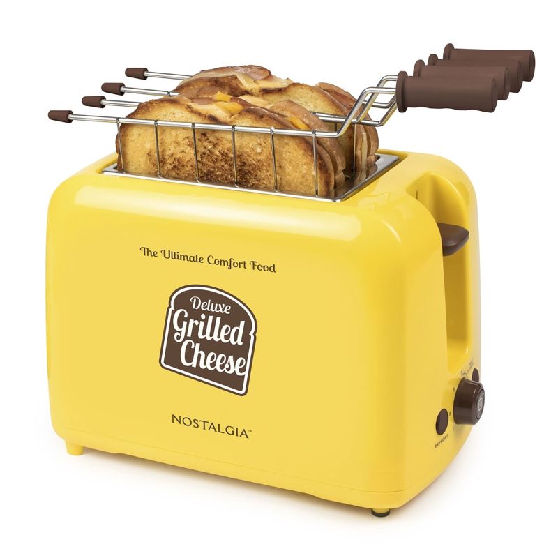 Nostalgia Electrics Deluxe Extra-Wide Slot Grilled Cheese Sandwich Toaster With Easy-Clean Toasting Baskets, Yellow MPN:GCT2
