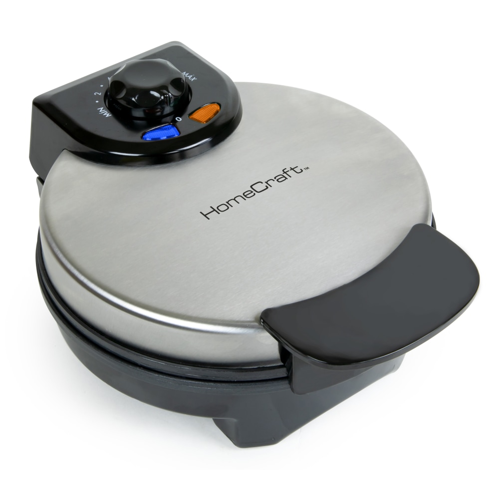 Nostalgia Electrics HomeCraft Round Belgian Waffle Maker, 7in, Stainless/Black MPN:HCRBW7SS